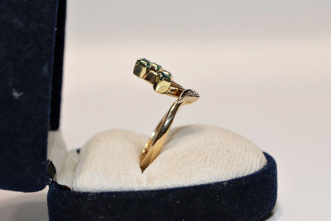 オリジナル 18K ナチュラルダイヤモンドとエメラルドのロシアンリング