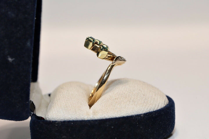 オリジナル 18K ナチュラルダイヤモンドとエメラルドのロシアンリング
