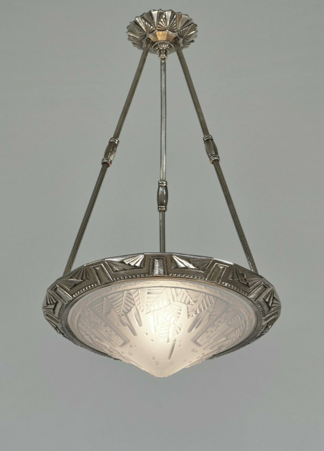 MAYNADIER & MULLER : FRENCH 1930 ART DECO CHANDELIER lamp pendant degué era