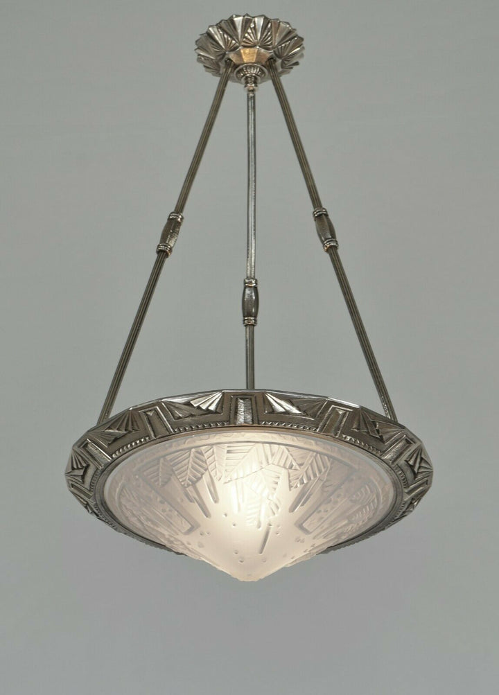 MAYNADIER & MULLER : FRENCH 1930 ART DECO CHANDELIER lamp pendant degué era