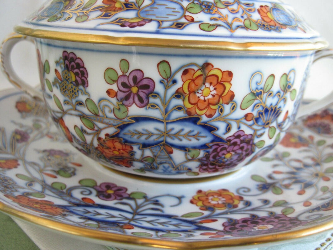 Schöne Meissen Terrine in Dekor Royal Buntes Zwiebelmuster mit Rot und Gold