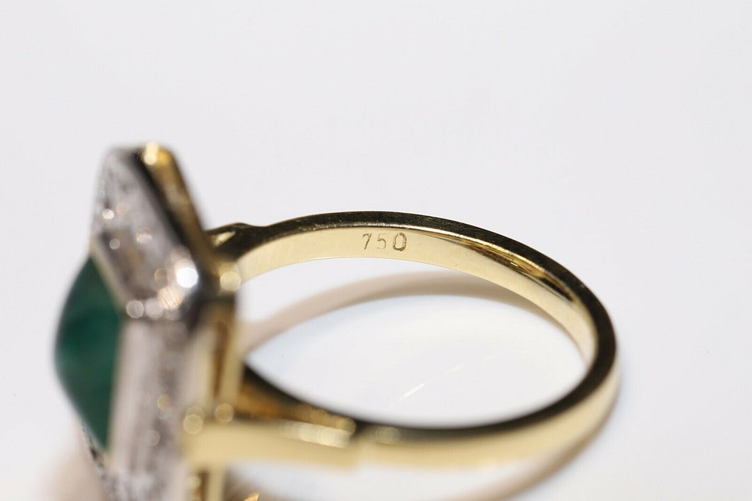18K ナチュラルダイヤモンドとエメラルドのリング