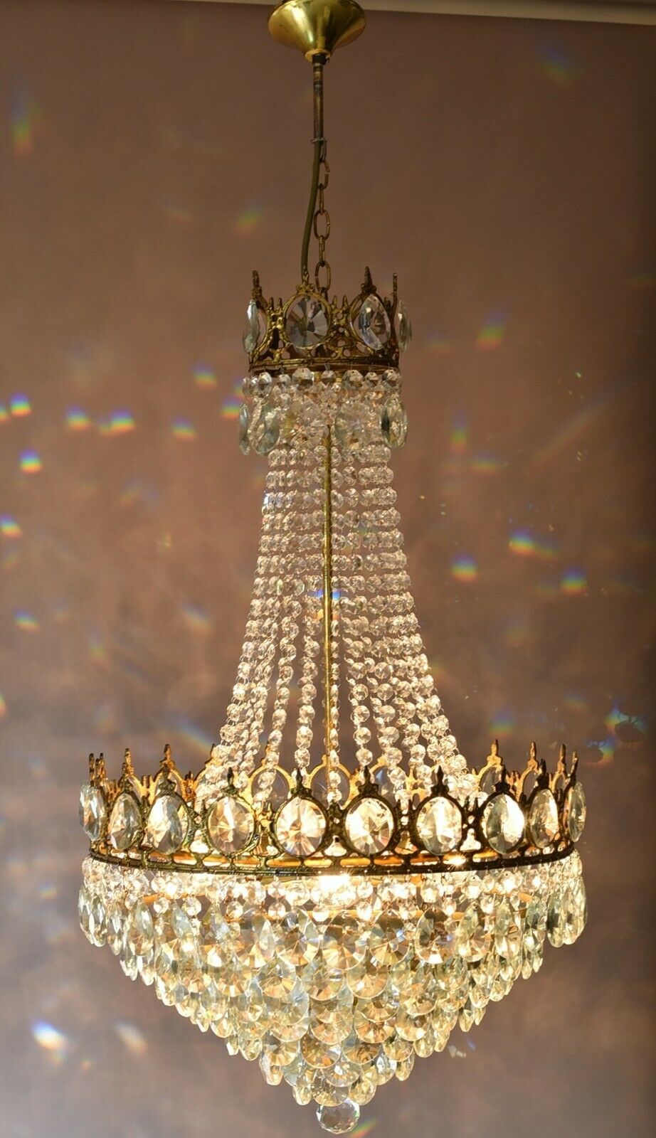 French Empire Crystal Chandelier Antique Vintage Ceiling Lighting Pendant Lamp
