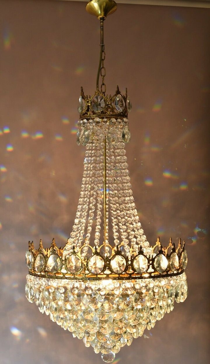 French Empire Crystal Chandelier Antique Vintage Ceiling Lighting Pendant Lamp
