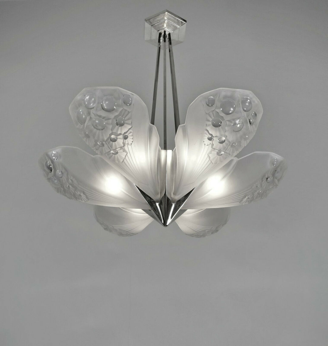 Muller freres : ART DECO STARBURST CHANDELIER 1930 France ....... degué daum era
