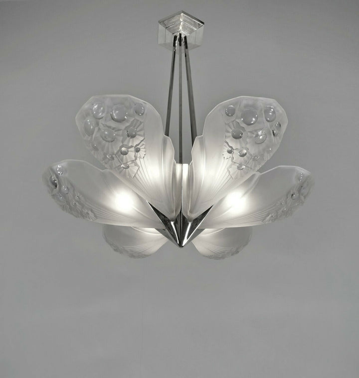 Muller freres : ART DECO STARBURST CHANDELIER 1930 France ....... degué daum era