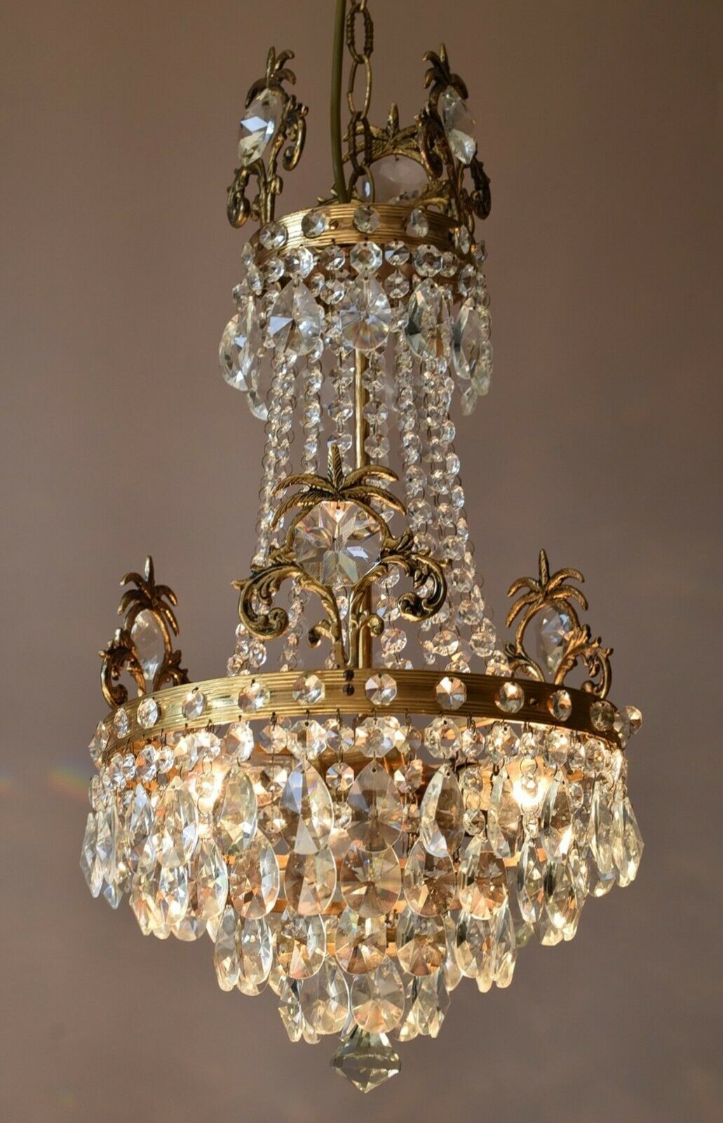Ornate Antique/ Vintage Crystal Chandelier, Hallway Lighting Light Pendant Lamp