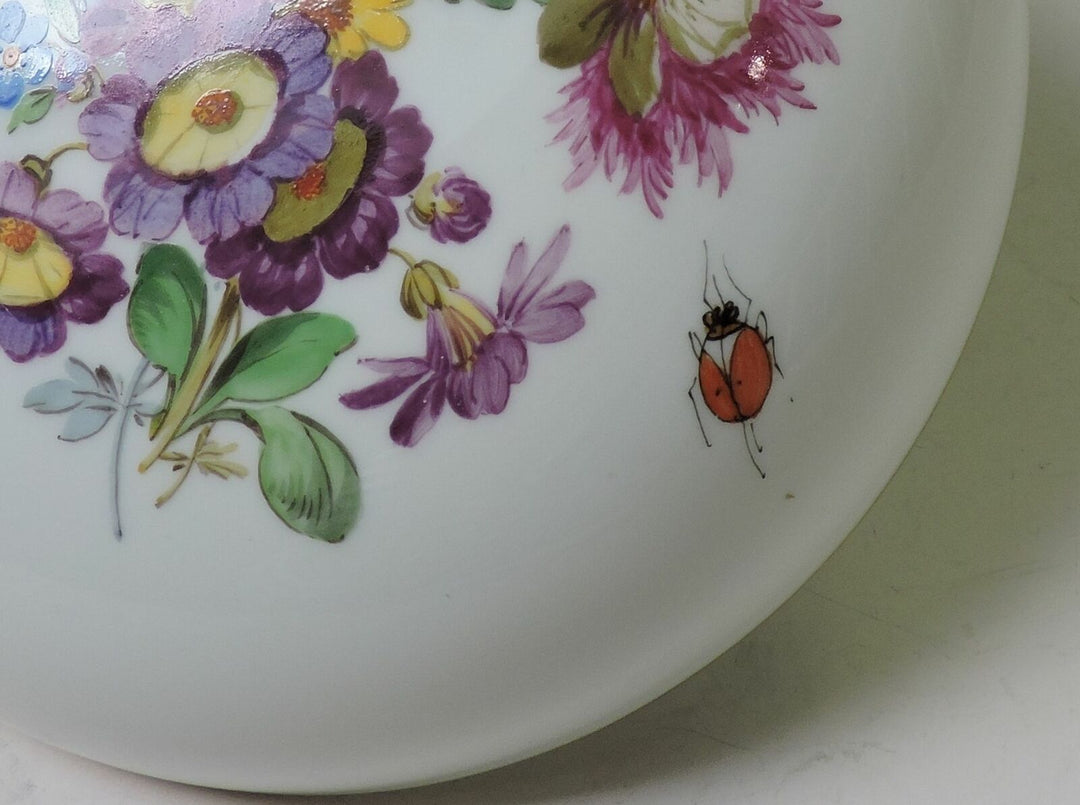 MEISSEN Highlight riesige Dose 16 cm -Insekten & Blumenmalerei -1. Wahl -RARITÄT