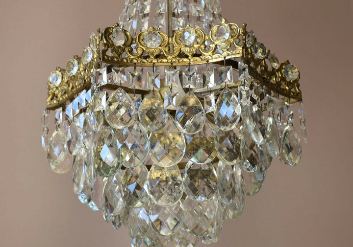 Rare Antique French Crystal Chandelier Vintage Ceiling Living Room Lighting