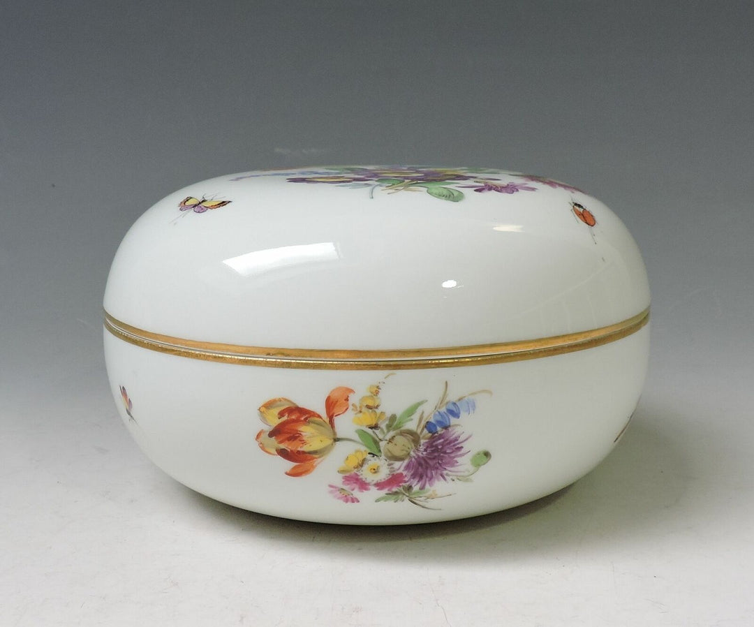 MEISSEN Highlight riesige Dose 16 cm -Insekten & Blumenmalerei -1. Wahl -RARITÄT