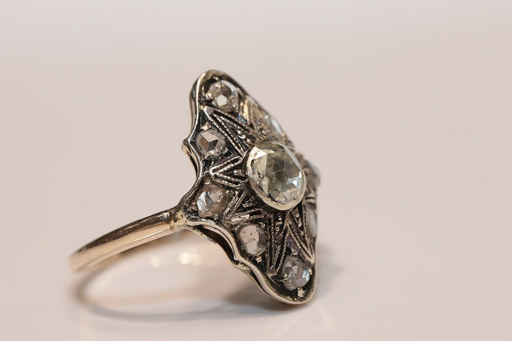 アンティーク オリジナル ヴィクトリアン 14K ナチュラルローズカットダイヤモンドのリング