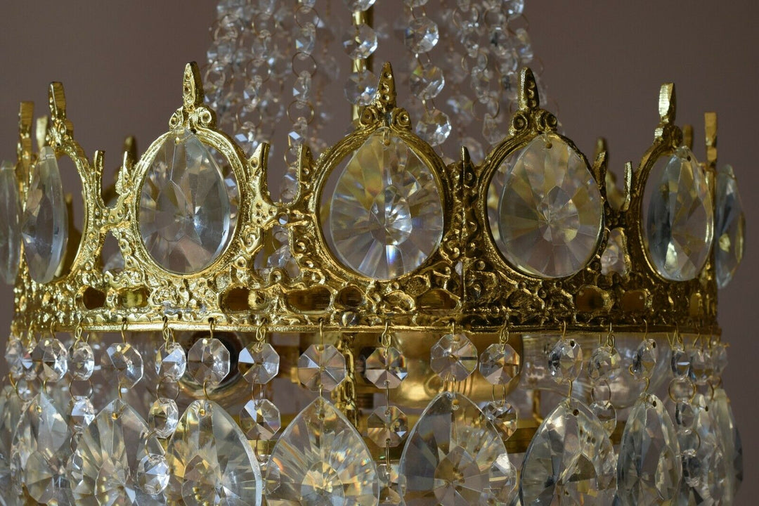 Brass Lighting Antique French Vintage Ceiling Living Room Bar Crystal Chandelier