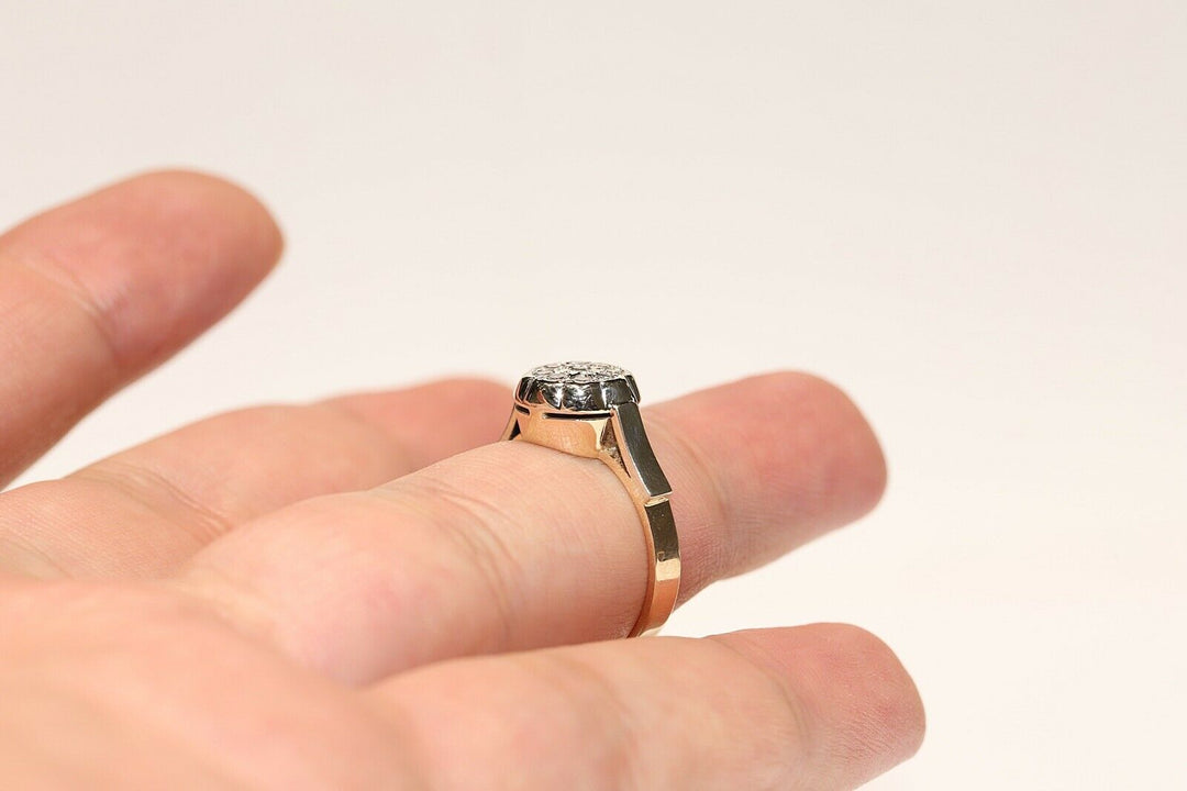 オールド オリジナル 14K ナチュラルダイヤモンドのロシアンリング