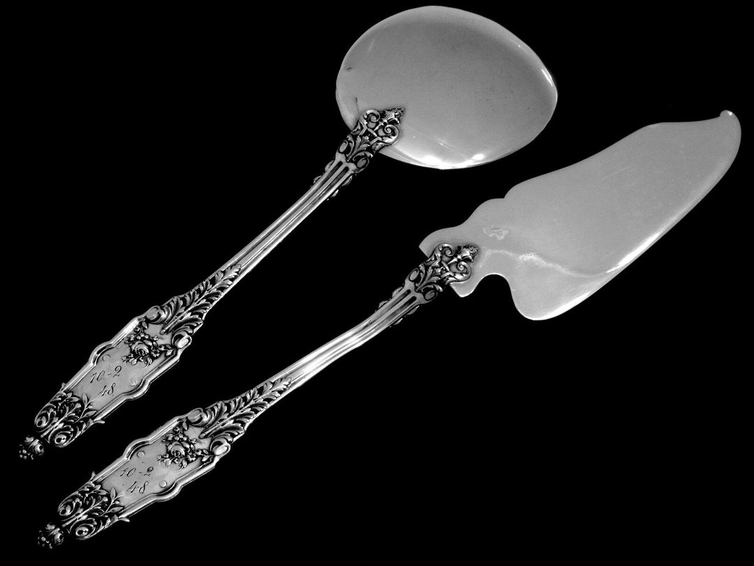 Puiforcat Fabulous French All Sterling Silver Ice Cream Set 2 pc Acanthus