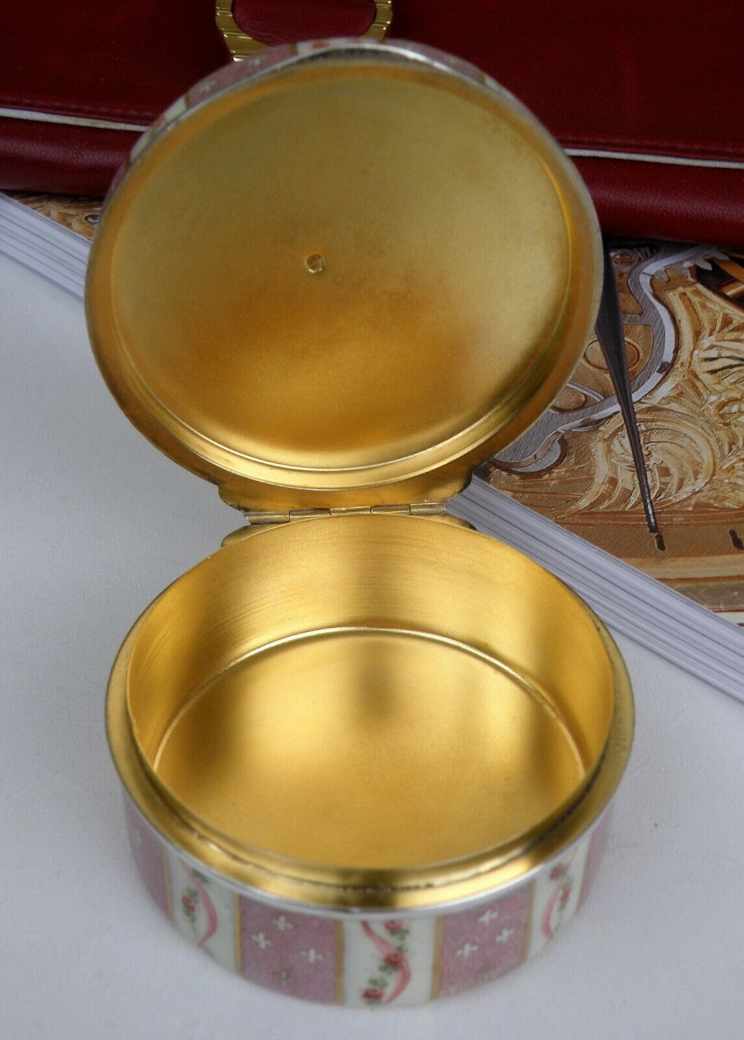French Sterling Silver Antique Large Enamel Box Fabulous Decor