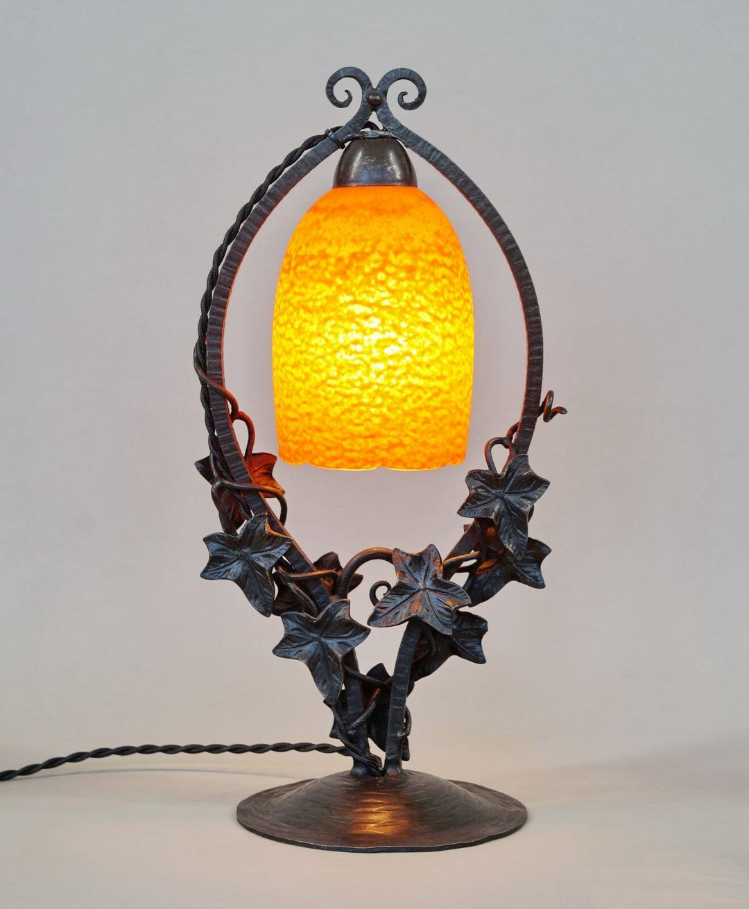 DELATTE : FRENCH ART DECO LAMP ............... wrought iron 1925 1930 muller era
