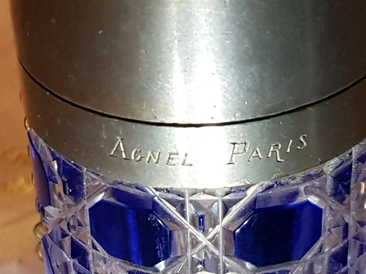 Baccarat flacon vaporisateur en verre bleu "signé AGNEL Paris"