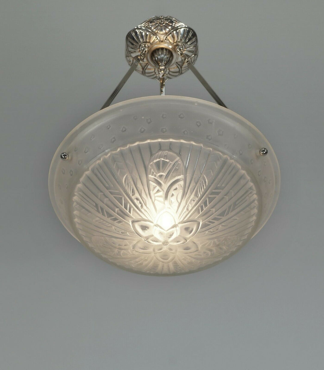 JAMAIN & FRONTISI : French 1930 art deco pendant ........ chandelier lamp France
