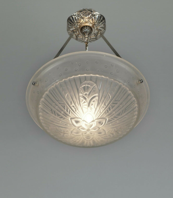 JAMAIN & FRONTISI : French 1930 art deco pendant ........ chandelier lamp France