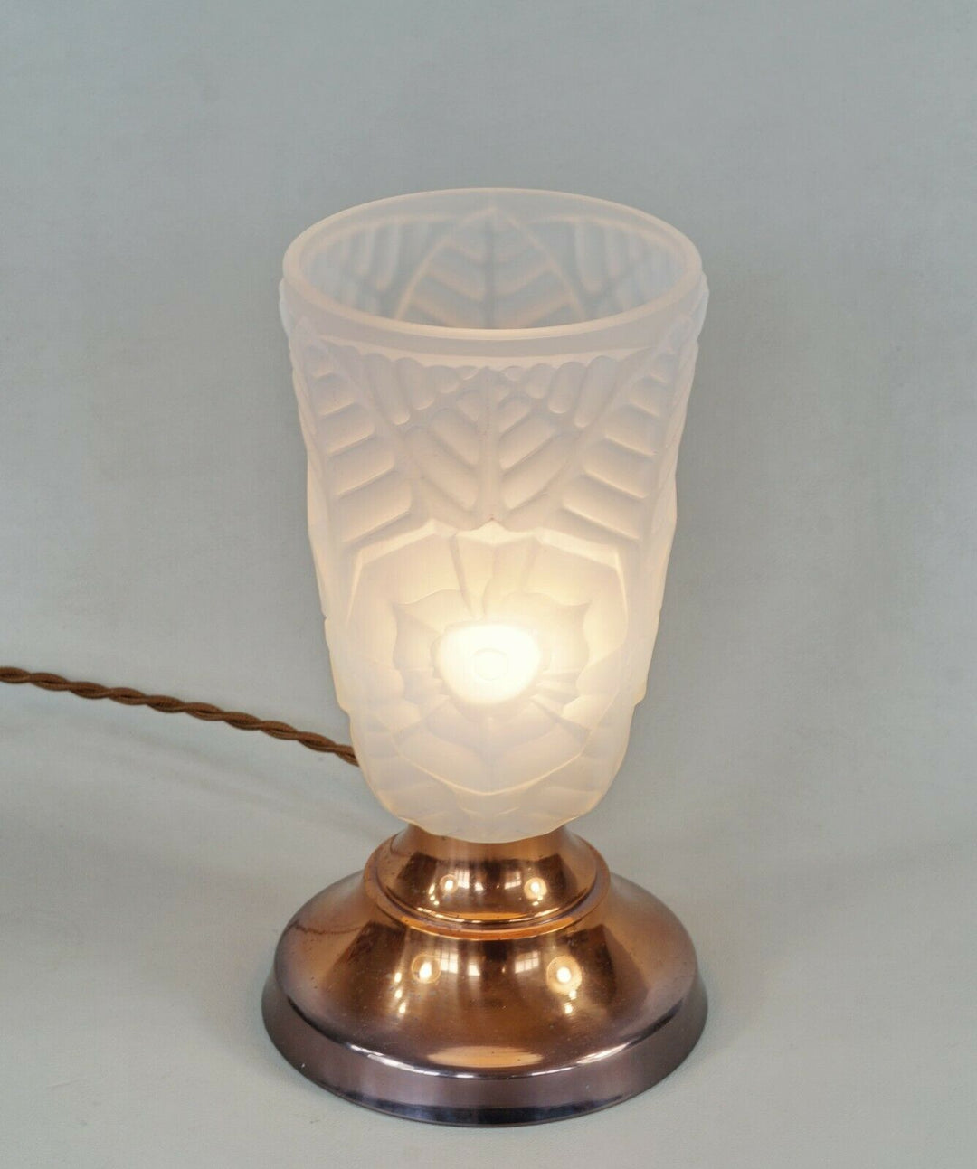 シャルル・ラン　乳白色のガラスのアールデコランプ　1930年　フランス製