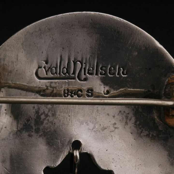 エヴァルト・ニールセン シルバー830 孔雀石ブローチ