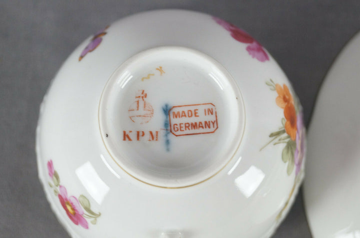 KPM Berlin Hand Painted Dresden Floral Butterfly & Gold Tea Cup & Saucer C