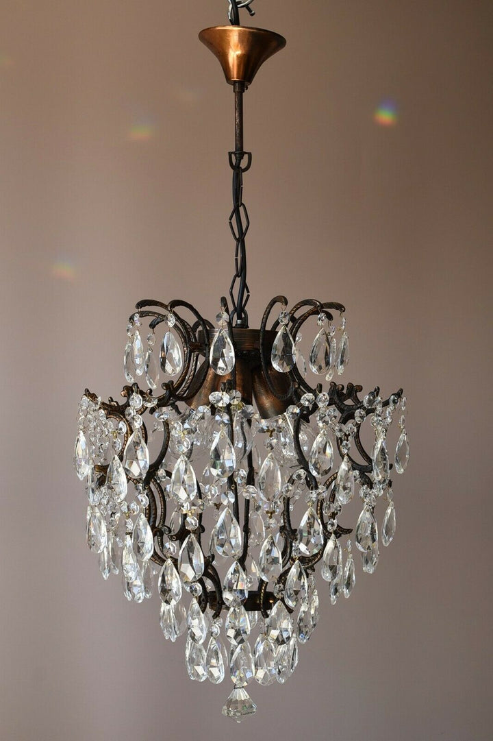 Cage Antique Style Vintage Crystal Chandelier, Bar Lighting Light Pendant Lamp