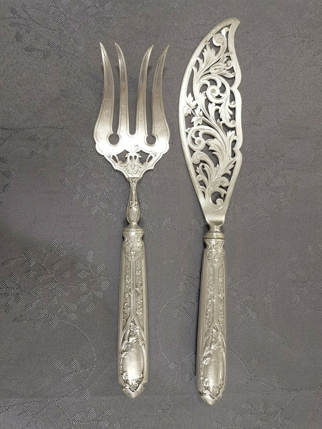 Solid Silver Puiforcat Modern Foliage Covered Service A Fish l2