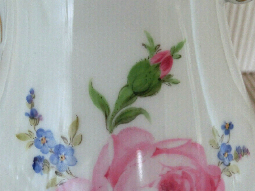 マイセン(Meissen)　コーヒーポット　ピンクローズ・勿忘草　金縁　1級品