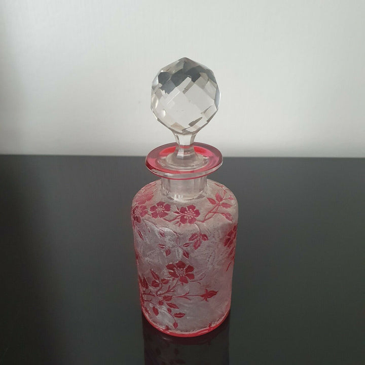  BACCARAT - Flacon Eglantier en Cristal Dégagé A l'Acide XIXè