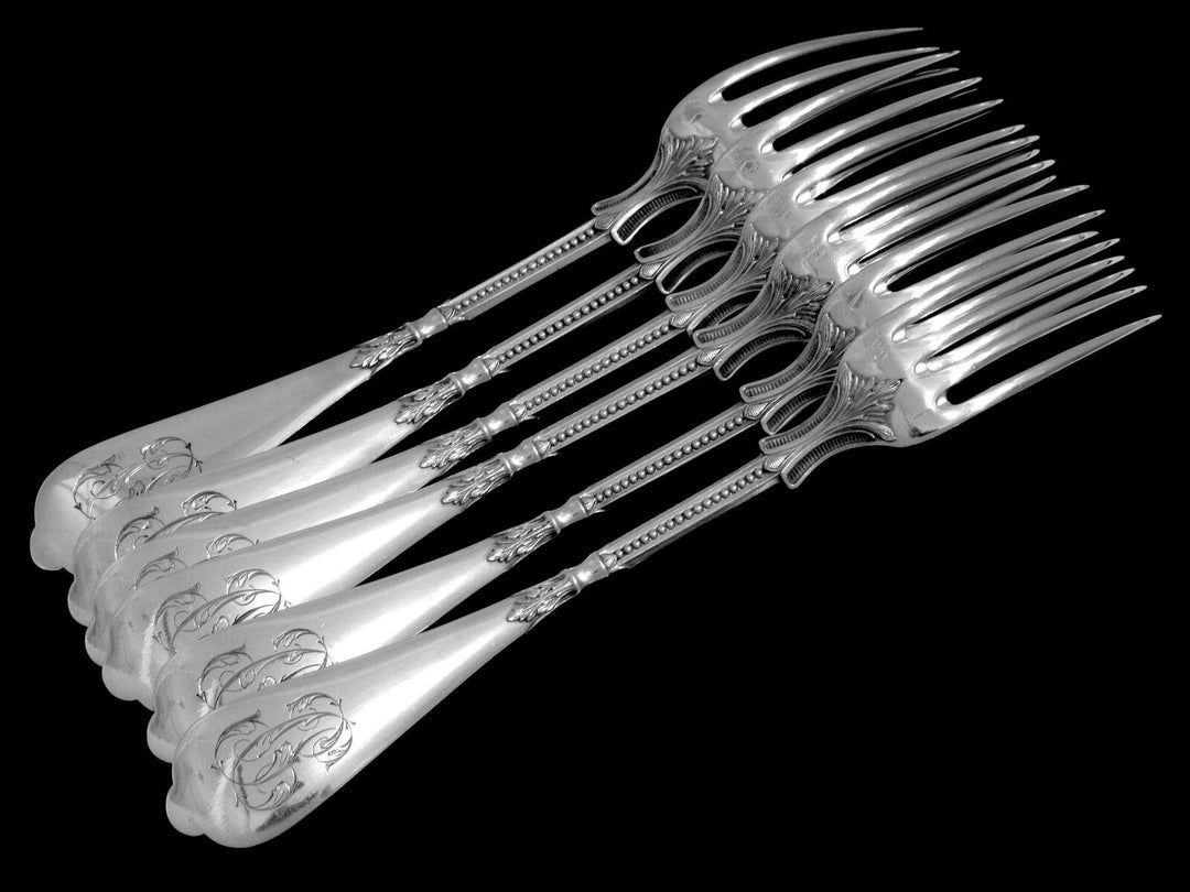 Linzeler French Sterling Silver Flatware Set 48 pc w/chests Neo Classical