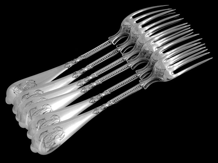 Linzeler French Sterling Silver Flatware Set 48 pc w/chests Neo Classical