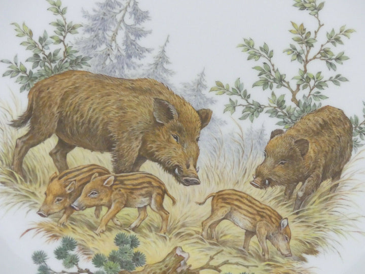 ⚔ Meissen Wandschale ø31 Wildschweinfamilie Keiler Bache + 3 Frischlinge 1.Wahl
