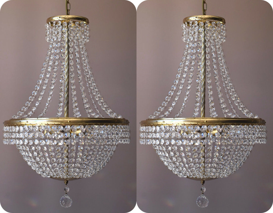 Matching Antique Style Vintage Crystal Chandeliers, Home Lighting, Lamp, Pendant