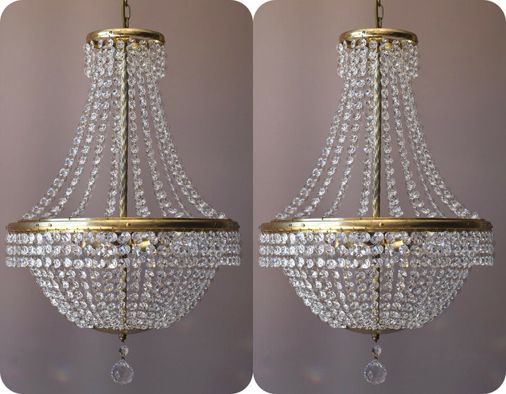Matching Antique Style Vintage Crystal Chandeliers, Home Lighting, Lamp, Pendant