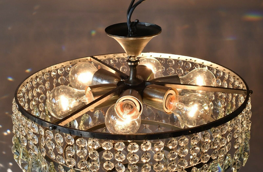 Silver Flush Crystal Crystal Chandelier, Ceiling Antique Vintage Lighting lamp