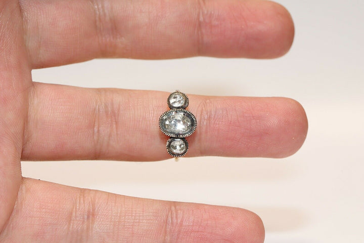 オリジナル ヴィンテージ 14K ナチュラルローズカットダイヤモンドのリング