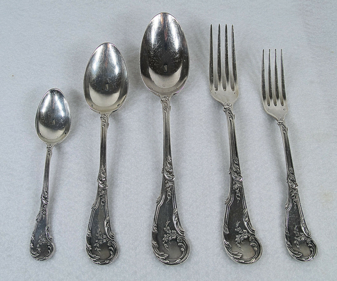 Cardeilhac Antique French Paris 950 Silver Louis XV Pattern Flatware Set Service