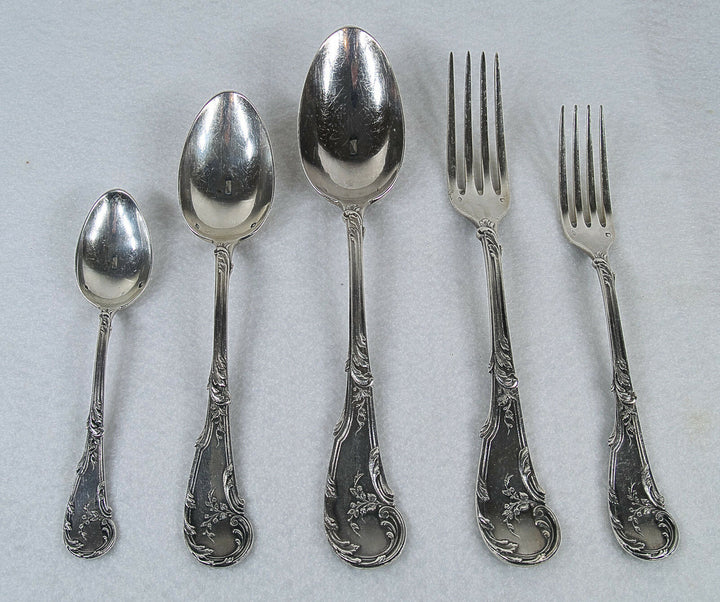 Cardeilhac Antique French Paris 950 Silver Louis XV Pattern Flatware Set Service