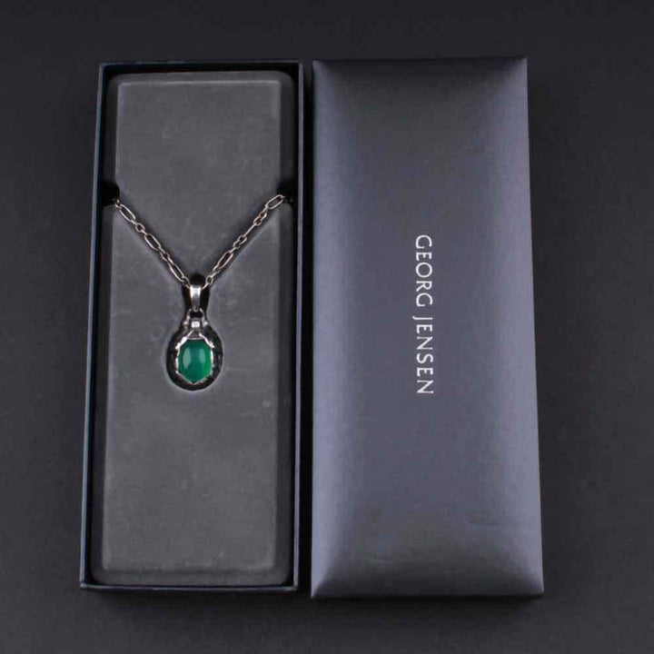 GEORG JENSEN Sterling Pendant Of The Year 1997 / 2017 with Green Agate / Silver.