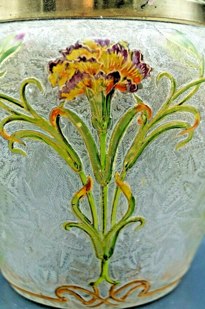 オールドバカラ　エグランチエ　アイリスの花が描かれたビスケットジャー