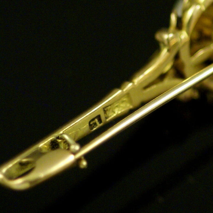 Georg Jensen. 18k Gold Brooch with Pearl #114. 1915-1930 Hallmarks