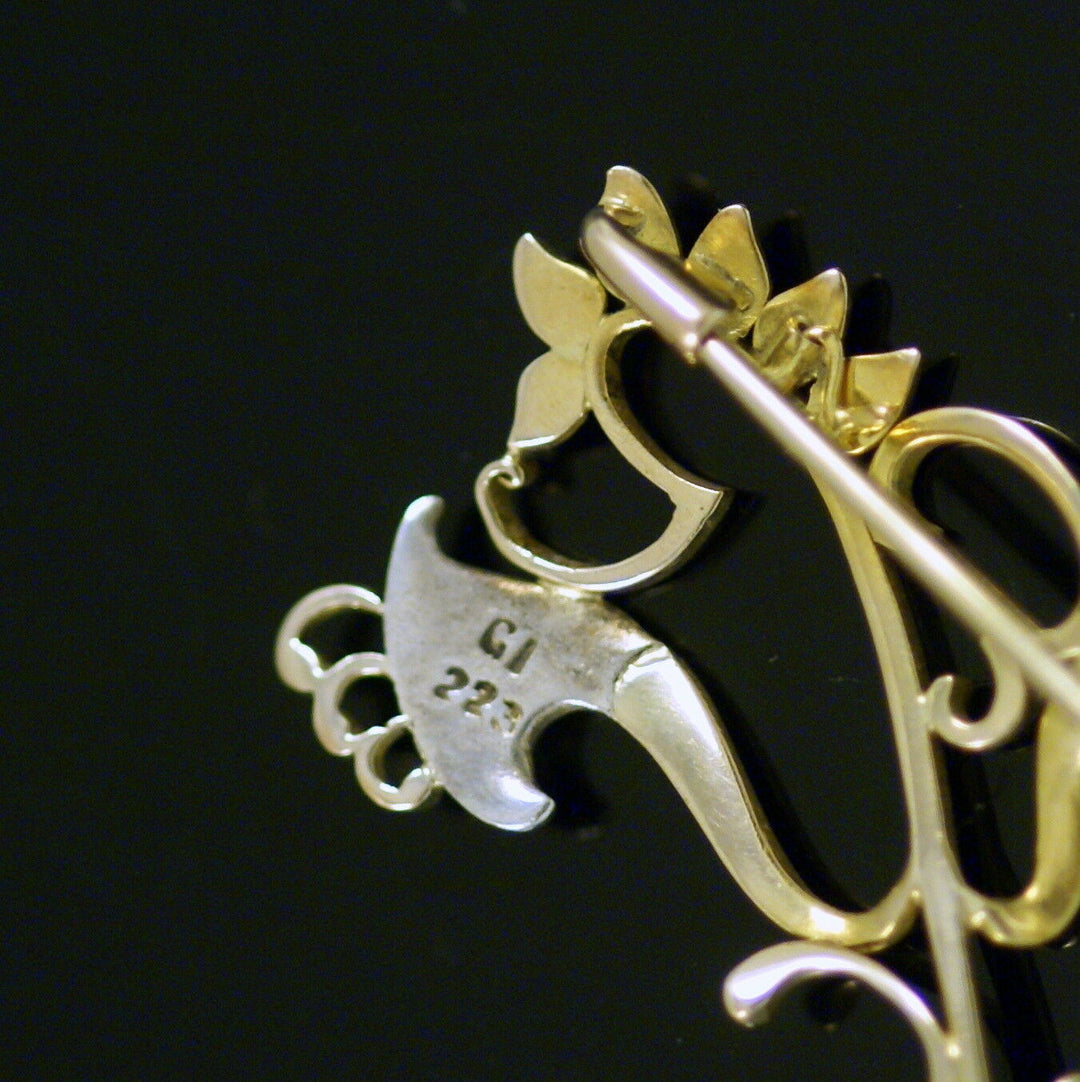 ジョージジェンセン　18K　シルバー　ブローチ　#223　1915-30年代の刻印