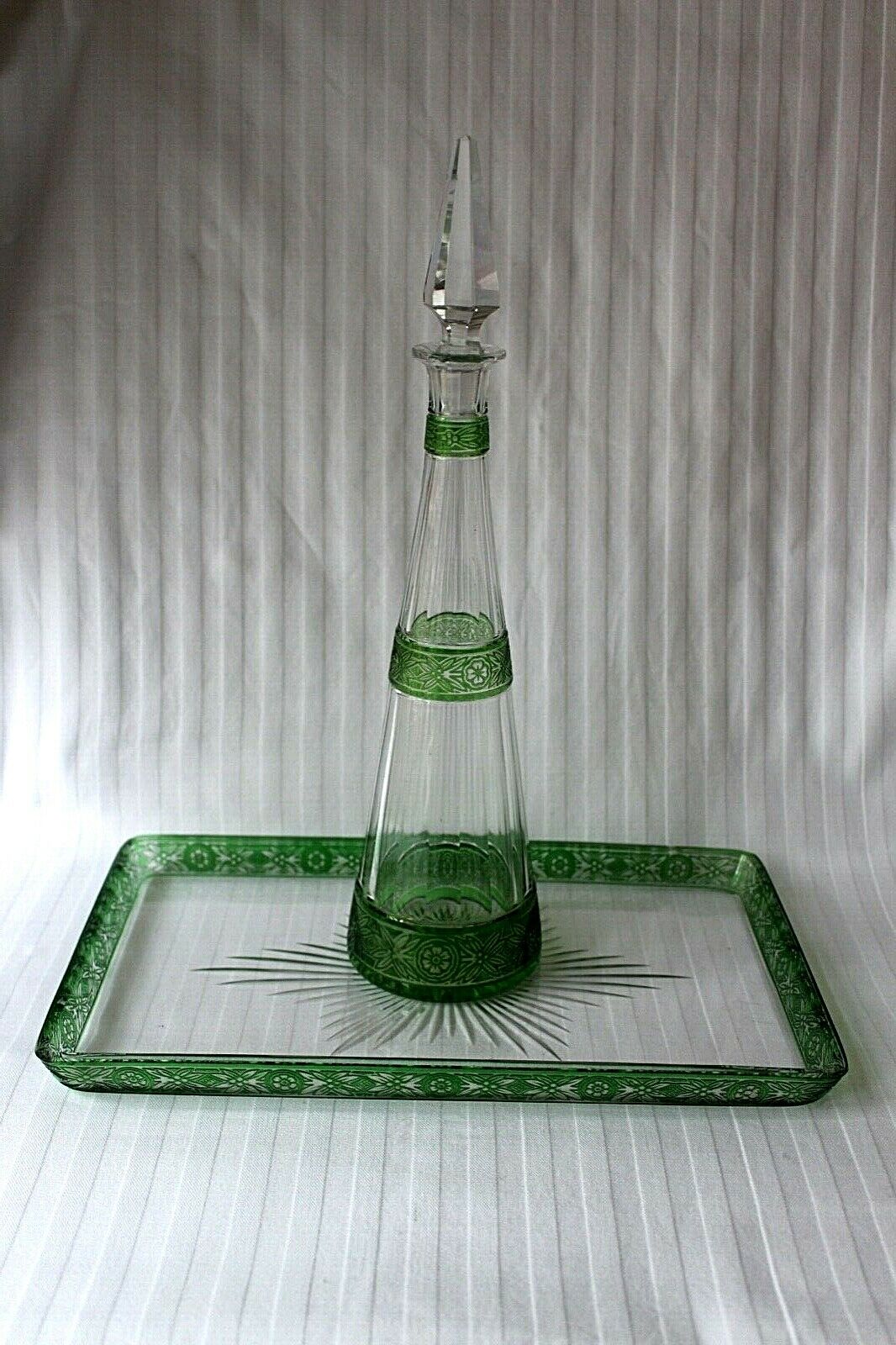 Antique French Baccarat cut crystal stemware decanter set c 1900