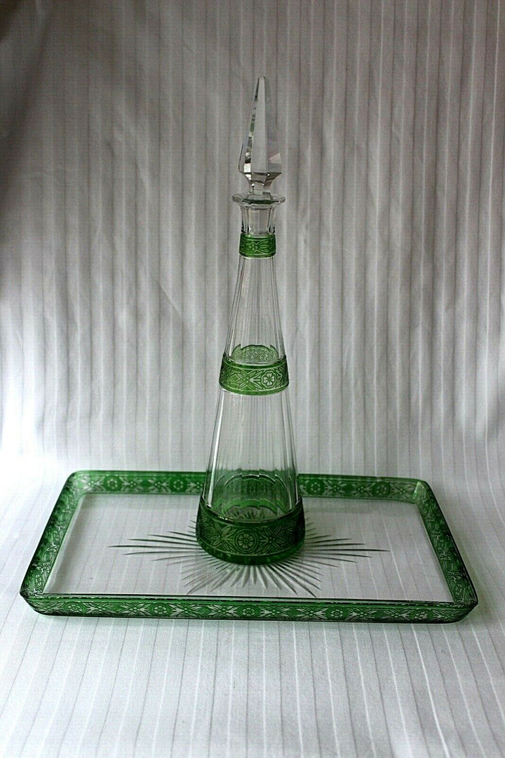 Antique French Baccarat cut crystal stemware decanter set c 1900