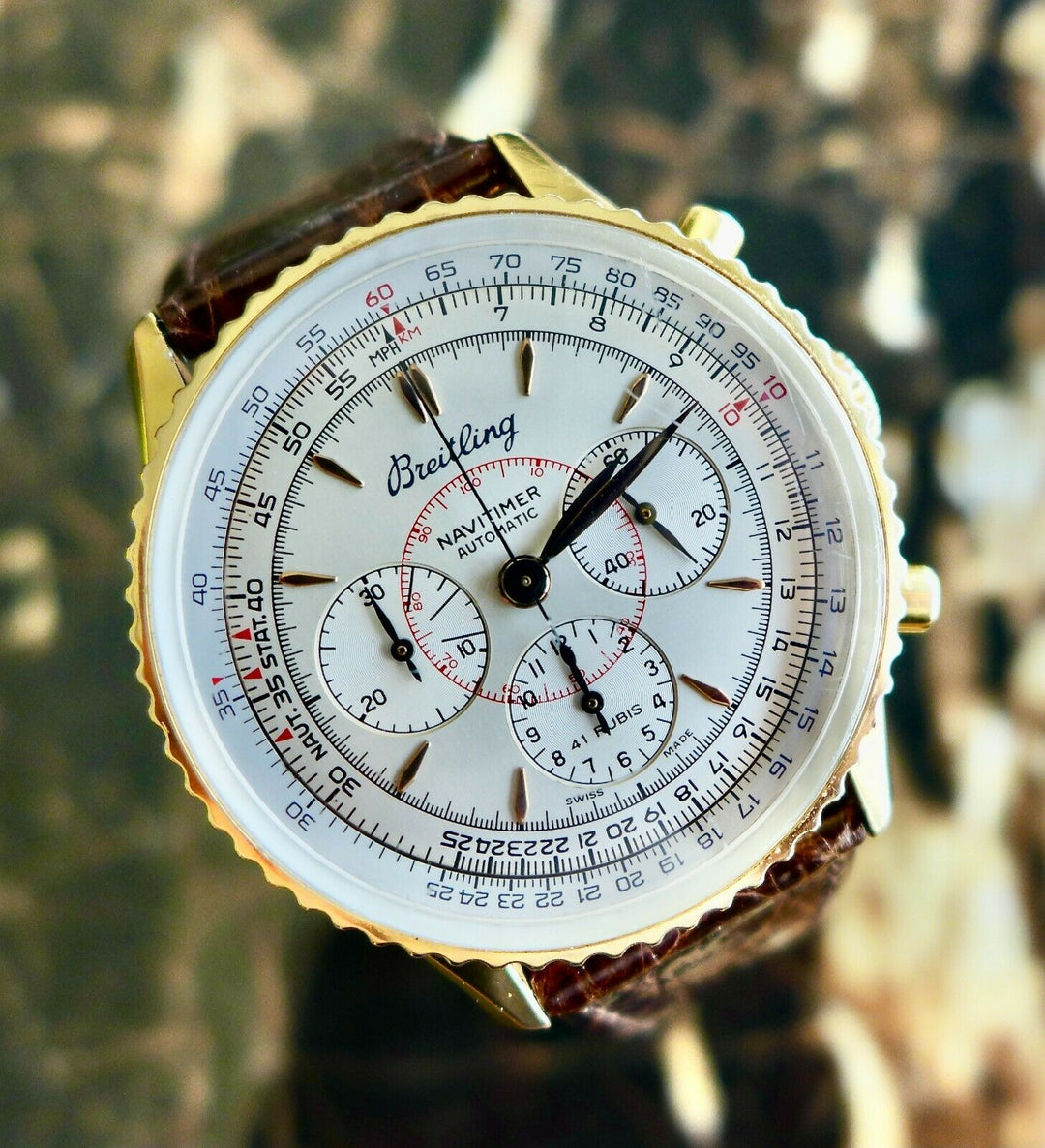 ブライトリングの美しい紳士用モンブリラン・ナビタイマー・クロノ