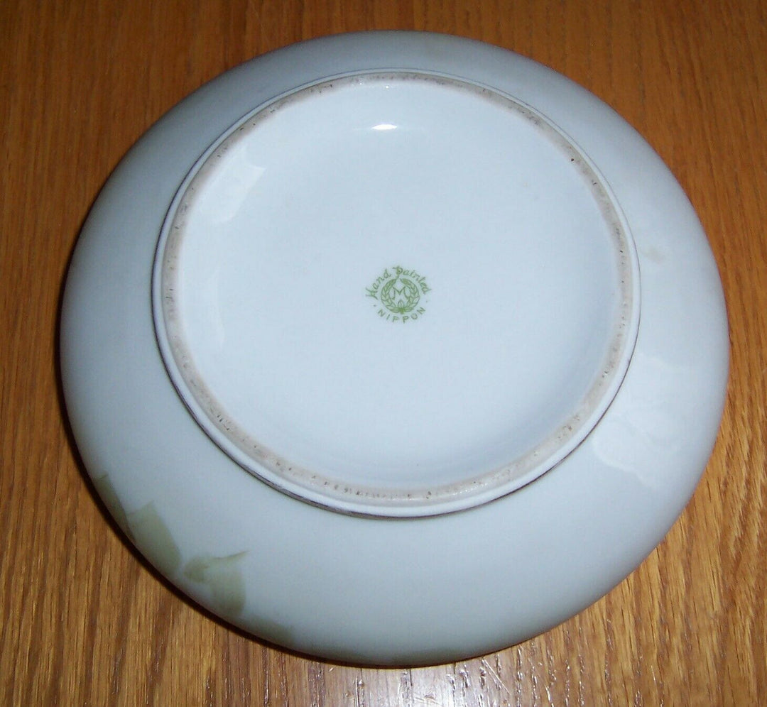 Morimura Handpainted Nippon Japan Large Floral and Gilt Covered Jar Dish Box