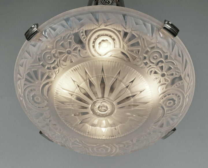 ミューラー兄弟：1930年フランスアールデコ調ペンダントシャンデリア