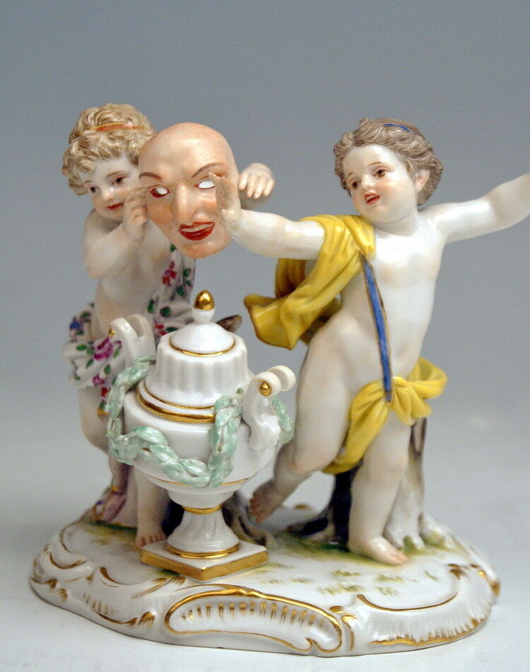 MEISSEN マイセン FIGUR KINDER MIT VASE UND MASKE CHILDREN AND MASK MNR: H 39 UM 1870