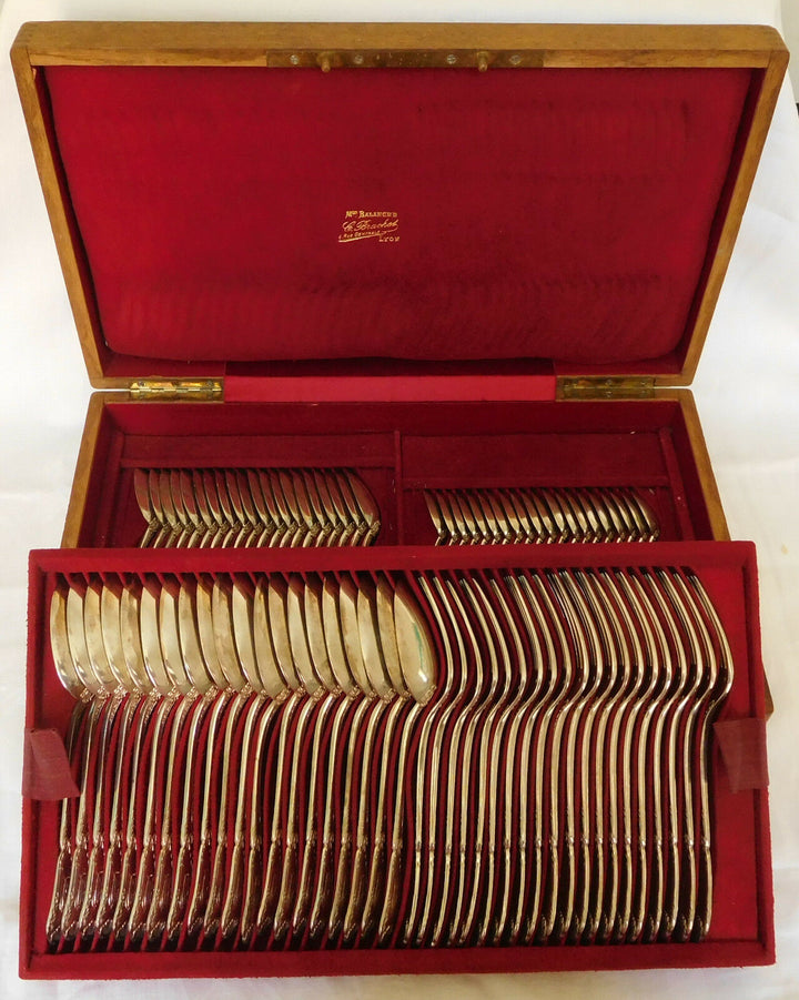 PUIFORCAT : ménagère en ARGENT MASSIF modèle Pompadour, POINCON MINERVE - 80pcs